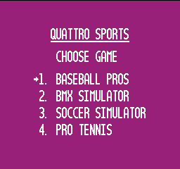 Quattro Sports title screen for NES